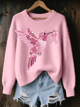 Pull Cozy Femme Rose Brodé Colibri